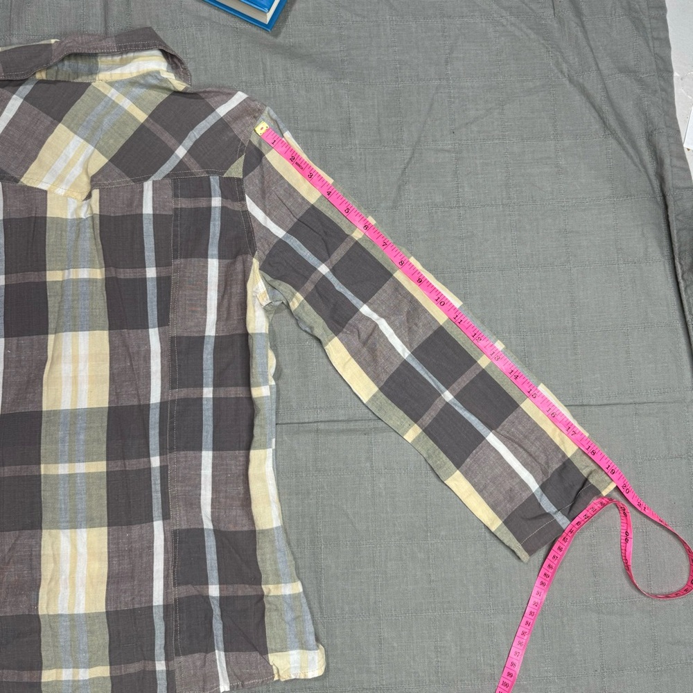 Passport women’s Plaid Button-Down Shirt - Gray, Yellow, White - Picture 9 of 11